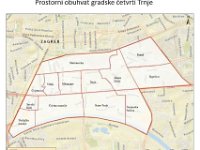 Mapa. Prostorni obuhvat gadske četvrti Trnje 1999. godine